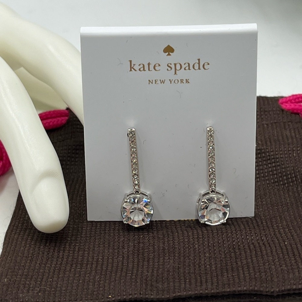 Kate Spade New York Faceted
Clink of Ice Linear Silver Plated Drop Earrings New